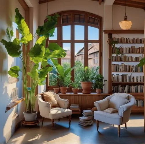 house plants,living room,livingroom,houseplant,sitting room,loft,bookshelves,indoor,apartment lounge,cabana,reading room,an apartment,interior design,conservatory,modern living room,interiors,shared a