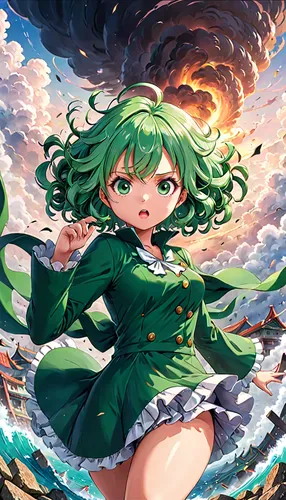 emerald sea,green aurora,patrol,medusa,emerald,medusa gorgon,wiz,meteora,umiuchiwa,at sea,sea storm,ocean background,rusalka,green water,sea,aurora,honolulu,malachite,tiki,ocean,Anime,Anime,Traditional