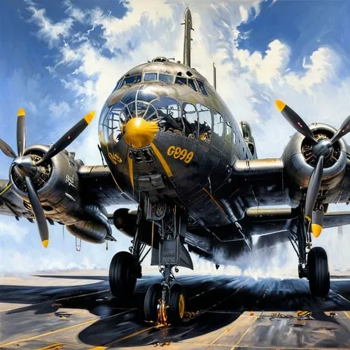 oil  painting 

Boeing B-29 Superfortress tail gunner covered in a black goo staring at his hands and screaming in fear and pain,the picture is of an old plane sitting on the runway,enola,lanc,ju 52,u