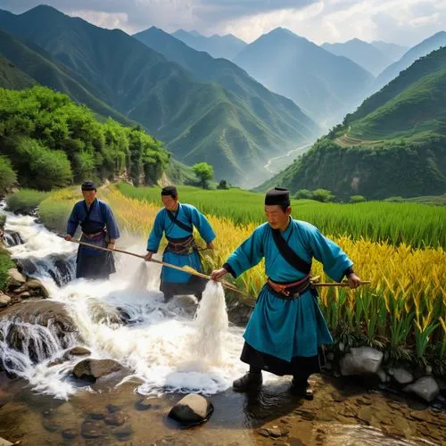 yunnan,guizhou,yangtse,yangshao,yinshan,rice fields,guangshen,gioc village waterfall,daoists,lahu,dongjiang,chayng,rice paddies,chuseok,longsheng,yunmen,daocheng,inner mongolian beauty,rice cultivation,ricefields,Illustration,Paper based,Paper Based 06