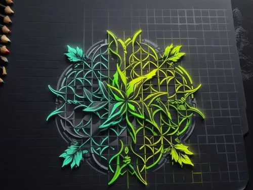 there is a green flower design on the paper,frame flora,leaves case,telos,pinstriping,eudendrium,generative,Unique,Design,Logo Design