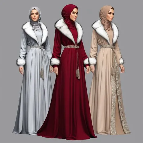 3d drawing of long maxi for wool Muslim hejab for Muslim women with wool design.winter design digital drawing with two colours with Milton with winter  loose design loose selves with velvet style loos