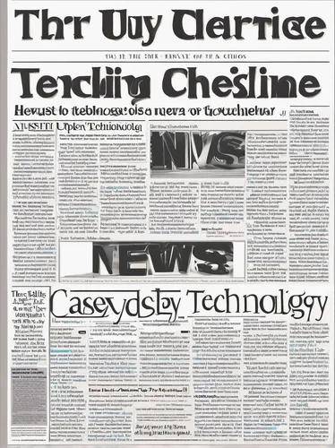 Write an captivating news headline about the latest up to date technology.,news page,retro 1980s paper,tech news,the print edition,commercial newspaper,financial newspaper page,daily newspaper,newspap