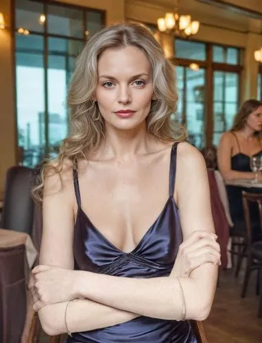 garanaalvisser,woman at cafe,anna lehmann,barista,elegant,cocktail dress,femme fatale,jungfau maria,sarah walker,cosmopolitan,attractive woman,lentje,bella kukan,velvet elke,romantic look,beautiful woman,blonde woman,female model,sexy woman,sofia,Female,Western Europeans,Wavy,Elderly,M,Meditation,Satin Slip Dress,Indoor,Restaurant