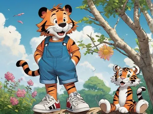 tigers,tigerle,tigger,cute cartoon image,young tiger,felidae,a tiger,children's background,tiger cub,tiger,cartoon forest,kids illustration,cub,spring background,asian tiger,springtime background,overall,chestnut tiger,tiger png,animal zoo,Unique,Design,Character Design