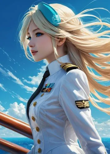 kantai collection sailor,naval,millia,azzurra,delta sailor,marineau,ferry,sailor,belldandy,at sea,atago,yachtswoman,marine,arpeggio,nautical star,cocaptain,pacifica,warspite,sea fantasy,armonica,Conceptual Art,Fantasy,Fantasy 12