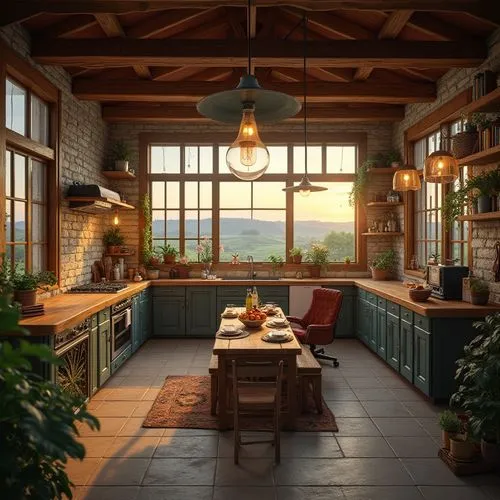 kitchen,the kitchen,kitchen interior,big kitchen,vintage kitchen,tile kitchen,kitchen design,kitchens,sunroom,home landscape,rustic aesthetic,kitchen shop,wooden windows,summer cottage,chefs kitchen,teahouse,breakfast room,kitchen table,country cottage,modern kitchen,Photography,General,Realistic