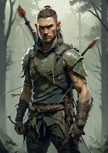 Megical and epic environment,an image of a man in costume with arrows,geralt,male elf,beorn,olgierd,wallonien,eldershaw,Conceptual Art,Fantasy,Fantasy 10