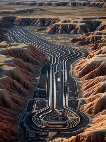 winding roads,race track,winding road,oil track,tire tracks,raceway,air strip,winding,desert racing,california raceway,dubai desert,go kart track,aerial landscape,united arab emirates,yas marina circuit,arid landscape,desert desert landscape,open pit mining,tire track,landform,Photography,General,Sci-Fi