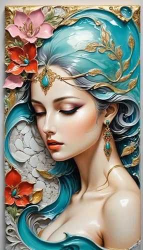 viveros,art deco woman,diwata,melusine,oriental princess,horoscope libra,Art,Classical Oil Painting,Classical Oil Painting 01