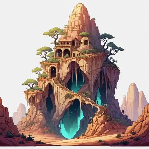 mushroom island,mushroom landscape,cartoon video game background,bird kingdom,ancient city,fairy village,Illustration,Abstract Fantasy,Abstract Fantasy 11