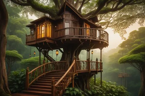 tree house,treehouse,tree house hotel,treehouses,house in the forest,forest house,dreamhouse,wooden house,little house,beautiful home,fairy house,tree top,lonely house,stilt house,small house,tropical house,fantasy picture,treetop,treetops,miniature house,Illustration,Abstract Fantasy,Abstract Fantasy 17