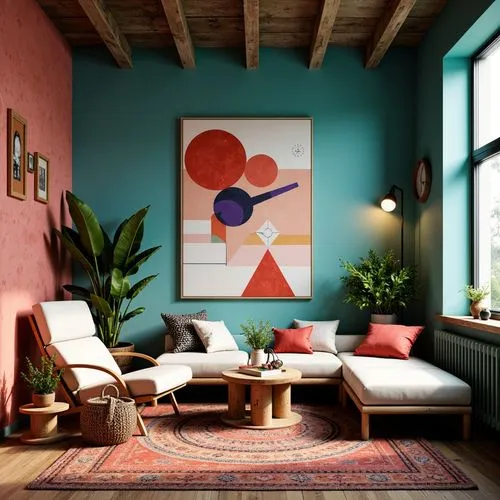 bohemian art,modern decor,interior decor,contemporary decor,boho art style,living room,loft,interior decoration,geometric style,sitting room,mid century modern,livingroom,interior design,wall decoration,fromental,airbnb icon,wall decor,boho art,cassina,pallant