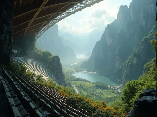 canyon,rivendell,yangtze,tigers nest,huangshan,wudang,hushan,shaoming,huangshan mountains,canyons,zhanshan,mountainous landscape,valley,guizhou,zhangjiagang,leshan,fantasy landscape,futuristic landscape,immenhausen,guilin,Photography,General,Realistic