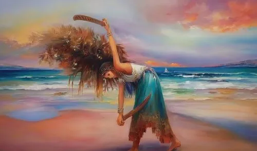 mermaid background,boho art,girl on the dune,oil painting on canvas,sea breeze,dance with canvases,the wind from the sea,oil painting,art painting,beach background,little girl in wind,watercolor merma