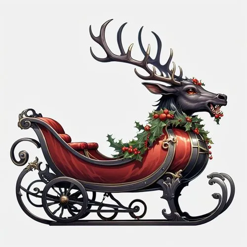 sleigh with reindeer,santa sleigh,sleigh,sleighs,reindeer from santa claus,christmas imp,Illustration,Abstract Fantasy,Abstract Fantasy 11