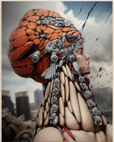 climbing helmet,bicycle helmet,streampunk,biomechanical,photo manipulation,photomanipulation,image manipulation,construction helmet,surrealism,synapse,fractalius,catcher,exoskeleton,surrealistic,carapace,cybernetics,arthropod,capsule-diet pill,cd cover,paratrooper,Realistic,Movie,Industrial Combat