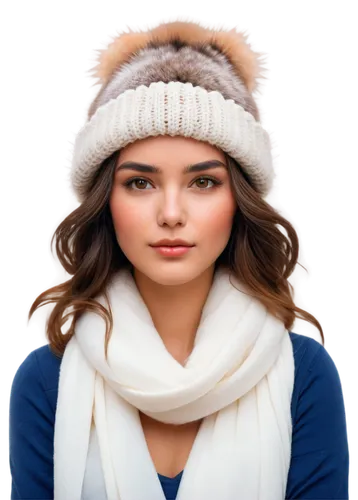 white fur hat,winter hat,knitted cap with pompon,girl wearing hat,beanie,knit hat,hat womens filcowy,eskimo,knit cap,women's hat,the hat-female,cloche hat,women's accessories,scarf animal,polar cap,woman's hat,girl on a white background,hat womens,beanie baby,ladies hat,Illustration,American Style,American Style 06