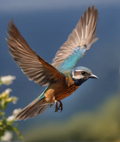 a bird flying,watch the earth, eyed sight,rufous,eurasian jay,alcedo atthis,white-headed munia,blue-capped motmot,black-headed munia,munia,western bluebird,lilac-breasted roller,bird in flight,daurian