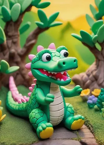 little crocodile,alligator sculpture,jazz frog garden ornament,pasquel,little alligator,yoshi,Unique,3D,Clay