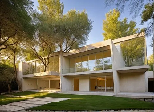 In a spacious masterful study, a minimalist house with a minimalist style exudes relaxation and beauty. The facade of the house is adorned with intricate concrete facades and plush carpet, with polish