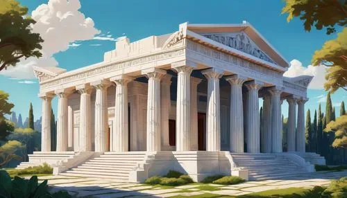 greek temple,artemis temple,roman temple,zappeion,temple of diana,acropolis,doric columns,temple of hercules,panagora,capitolium,parthenon,the parthenon,egyptian temple,neoclassical,peristyle,tempio,mausoleum ruins,caesonia,ancient rome,house with caryatids,Illustration,Retro,Retro 12