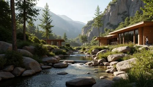 house in the mountains,the cabin in the mountains,streamside,creekside,house in mountains,render,seclude,mountain stream,mountain spring,idyllic,3d rendering,salt meadow landscape,chalet,riverwood,mountain valley,home landscape,world digital painting,streamwood,secluded,millstream