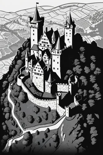 knight's castle,medieval castle,castle of the corvin,beleriand,castleguard,castle keep,castle,castel,castletroy,bewcastle,castledawson,castles,dracula castle,elminster,carcassone,altena,waldburg,cathars,wewelsburg,nargothrond,Illustration,Black and White,Black and White 33