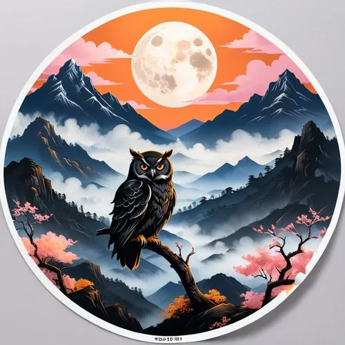 owl background,owl nature,grey owl,halloween owls,full moon,owl,owl art,great gray owl,full moon day,the great grey owl,moon phase,owl pattern,super moon,ravenpaw,inuyasha,nocturnal bird,great grey owl,howl,nimh,wolong,Unique,Design,Sticker