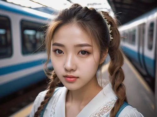 the girl at the station,south korea subway,korea subway,mongolian girl,yuna,japanese woman,Photography,General,Natural