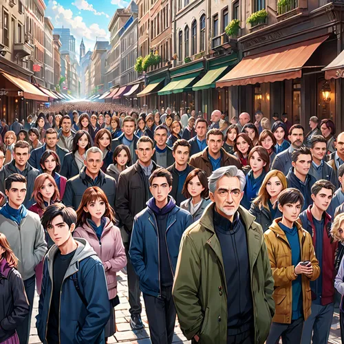 crowded,vector people,photoshop manipulation,photo manipulation,image manipulation,world digital painting,universal exhibition of paris,bottleneck,crowd of people,paris shops,spectacle,photoshop school,sci fiction illustration,grand bazaar,large market,digital compositing,the stake,city ​​portrait,crowds,cartoon people,Anime,Anime,General