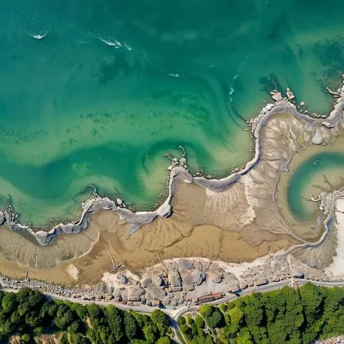 aerial view of beach,sandspit,kaipara,aerial landscape,beach erosion,kaikoura,intertidal,sea trenches,studland,low tide,sandbars,leelanau,maunganui,landform,rügen island,baltic sea,phytoplankton,rakaia,greens beach,noirmoutier