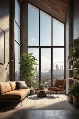 loft,living room,livingroom,wooden windows,sitting room,sunroom,modern living room,window sill,apartment lounge,wood window,modern room,window frames,modern decor,home interior,interior modern design,contemporary decor,penthouses,lofts,windowsill,great room,Illustration,Abstract Fantasy,Abstract Fantasy 01