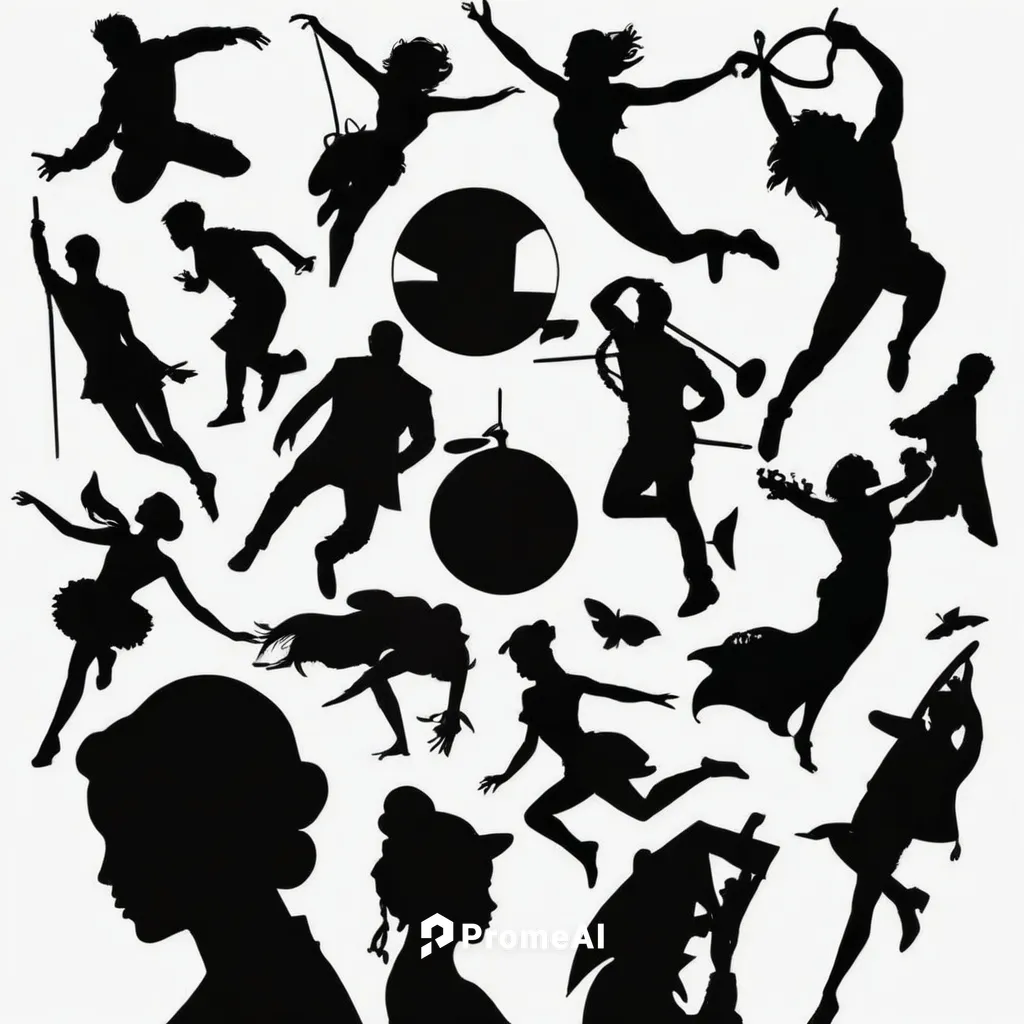 Describe a dramatic stage with a black background for a play.,silhouette art,jazz silhouettes,dance silhouette,women silhouettes,ballroom dance silhouette,silhouette dancer,freestyle football,cowboy s