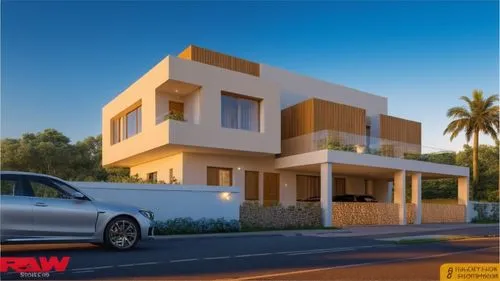 a modern home that has a car in front,residential house,modern house,3d rendering,siriwardena,residential property,fresnaye,house purchase,residencial,floorplan home,jaywardene,passivhaus,ewi,paravur,