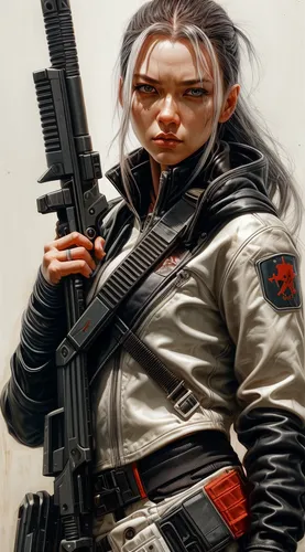 girl with gun,sci fiction illustration,girl with a gun,woman holding gun,mercenary,infiltrator,renegade,operator,agent,widow,katniss,shepard,sci fi,rifle,katana,terminator,combat medic,cg artwork,gi,assassin