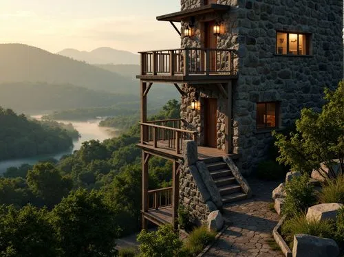 tree house hotel,lookout tower,watch tower,tree house,eyrie,treehouse,observation tower,mohonk,treehouses,house in mountains,fire tower,house in the mountains,the cabin in the mountains,watchtower,stone tower,highstein,house by the water,cliffside,overlook,beautiful home