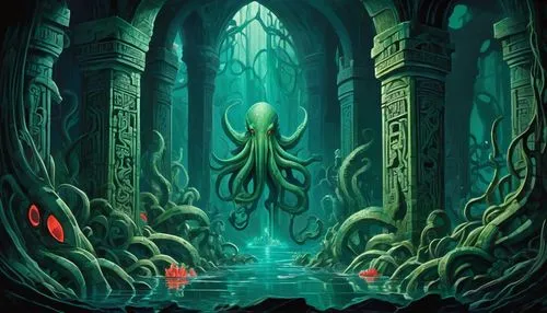 cthulhu,lovecraftian,hastula,hastur,illithid,azathoth,lovecraft,eldritch,prospal,undercity,gravemind,vecna,nidularium,nekron,odditorium,underdark,innsmouth,nyarlathotep,game illustration,narcosis,Art,Artistic Painting,Artistic Painting 45