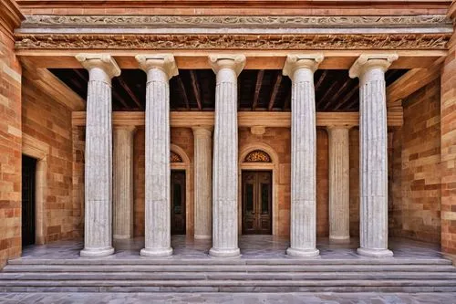 peristyle,doric columns,colonnaded,columns,baalbek,colonnades,colonnade,portico,ctesiphon,zappeion,pillars,greek temple,qutub,three pillars,temple of diana,columned,garni,baalbeck,qasr al kharrana,columnas,Art,Classical Oil Painting,Classical Oil Painting 29