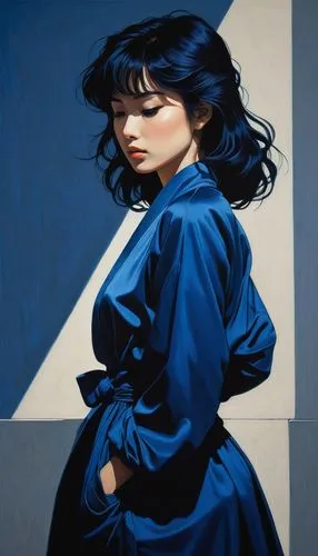 vettriano,shimei,ronstadt,blue painting,minmay,tsuneo,Illustration,Japanese style,Japanese Style 15