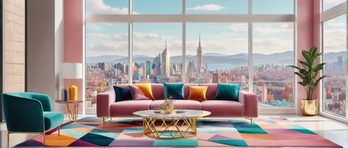 sky apartment,apartment lounge,an apartment,livingroom,living room,apartment,modern decor,mahdavi,terrazza,mid century modern,sitting room,modern room,penthouses,shared apartment,deco,geometric style,luxe,art deco background,interior design,colorful city,Unique,Design,Logo Design