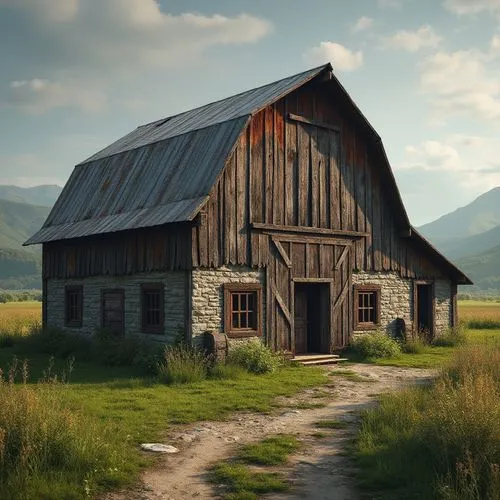 old barn,barnhouse,field barn,barn,barns,rustic aesthetic,rustic,red barn,farmstead,outbuilding,wooden house,lonely house,farm house,wooden hut,outbuildings,home landscape,gambrel,log home,homesteader,farm hut,Photography,General,Realistic