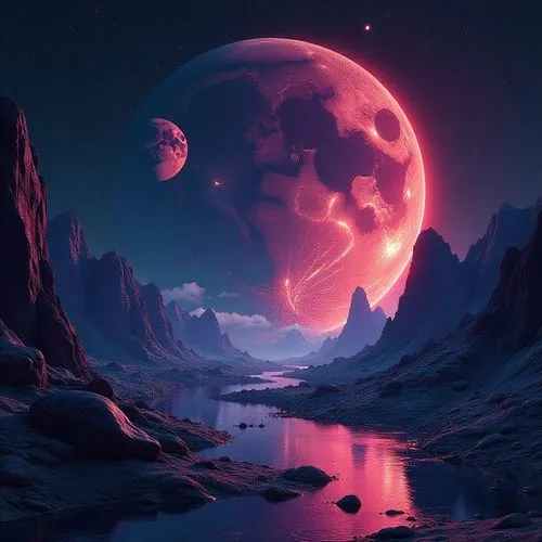 lunar landscape,alien planet,red planet,alien world,moonscape,futuristic landscape