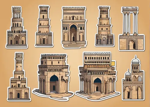 byzantine architecture,islamic architectural,houses clipart,minarets,medieval architecture,iranian architecture,city buildings,mosques,church towers,persian architecture,ancient roman architecture,ancient buildings,beautiful buildings,taj mahal,paris clip art,alhambra,islamic lamps,qutubminar,tajmahal,duomo,Unique,Design,Sticker