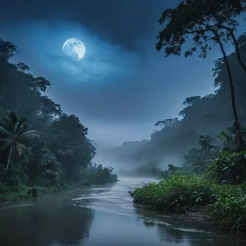 blue moon , cloud , river,moonlit night,kerala,borneo,moonlit,river landscape,bangladesh,vietnam,night indonesia,backwaters,backwater,indonesia,sri lanka,moon at night,blue hour,moonlight,blue moon,so