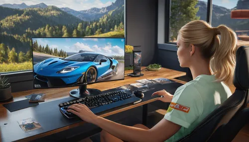 racing video game,girl at the computer,computer game,mousepad,ford gt 2020,computer graphics,mclaren automotive,porsche,gaming,computer workstation,game illustration,fractal design,desktop computer,computer skype,computer games,porsche 918,lures and buy new desktop,w222,simulator,gpu,Photography,General,Natural