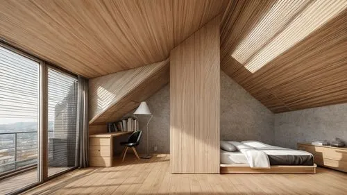 attic,timber house,loft,modern room,sky apartment,wooden windows,wooden roof,wooden house,wooden sauna,cubic house,wood window,penthouse apartment,plywood,wooden beams,sleeping room,daylighting,inverted cottage,archidaily,laminated wood,wooden construction,Interior Design,Bedroom,Modern,Italian Modern Elegance