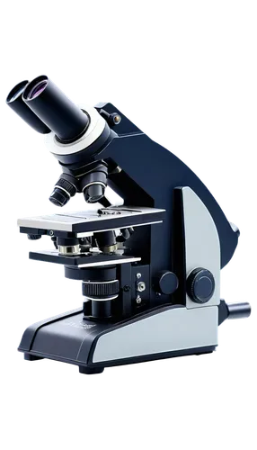 Microscope, laboratory equipment, scientific instrument, metal body, adjustable knobs, circular stage, glass slide, objective lenses, coarse adjustment, fine adjustment, LED light source, soft focus, 