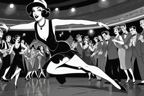 flappers,art deco woman,cabaret,flapper,roaring twenties,tashlin,roaring 20's,fosse,ziegfield,phryne,ninotchka,rockette,art deco background,danceteria,harmonix,ziegfeld,flapper couple,dance club,freedonia,dancefloor,Illustration,Black and White,Black and White 10