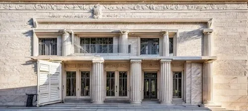 treasury,supreme administrative court,palais de chaillot,federal palace,palace of knossos,portico,doric columns,zappeion,egyptian temple,athenaeum,greek temple,glyptothek,athens art school,palais,hore